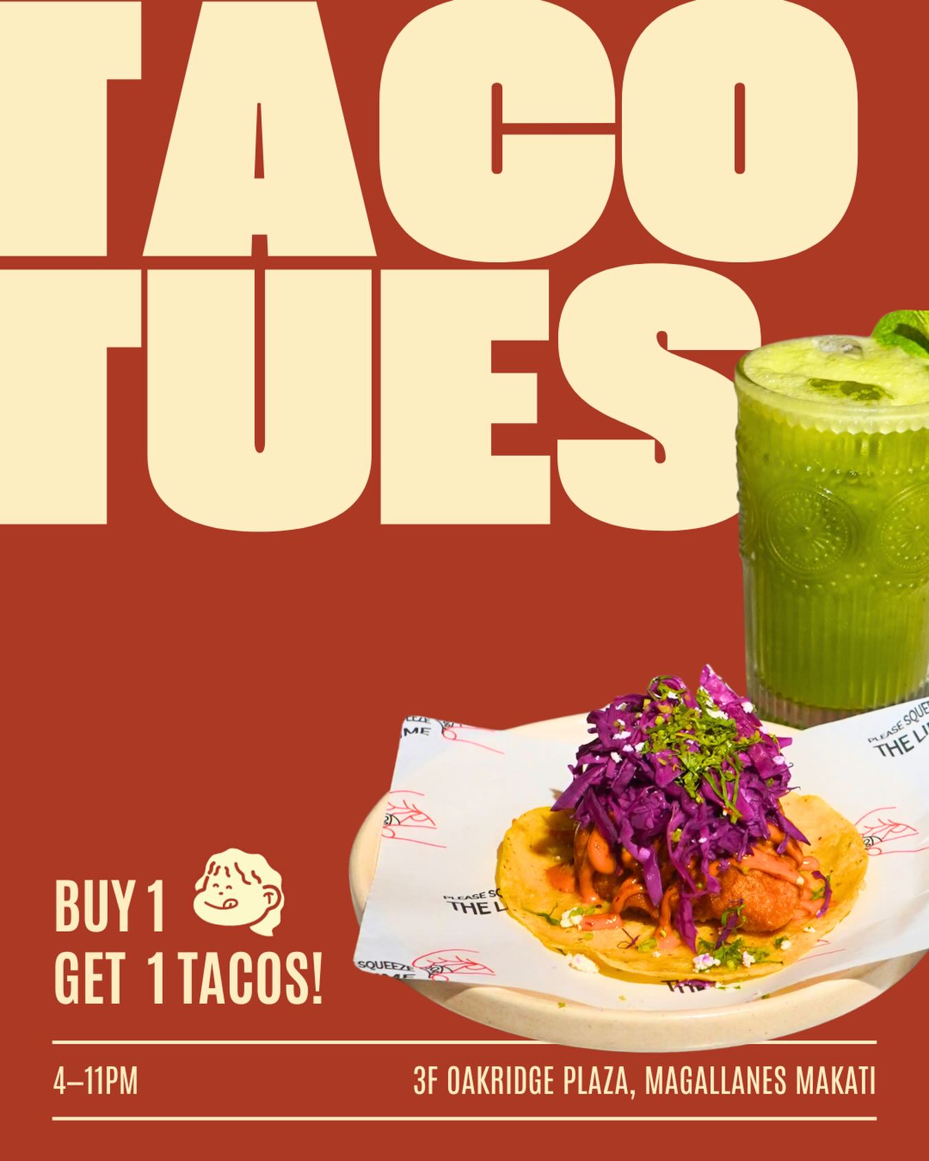 Taco Tuesday — fish taco with red cabbage slaw and green agua fresca